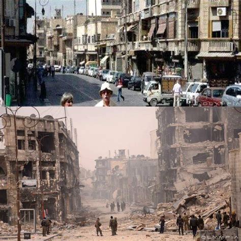 Aleppo before and after the battle .